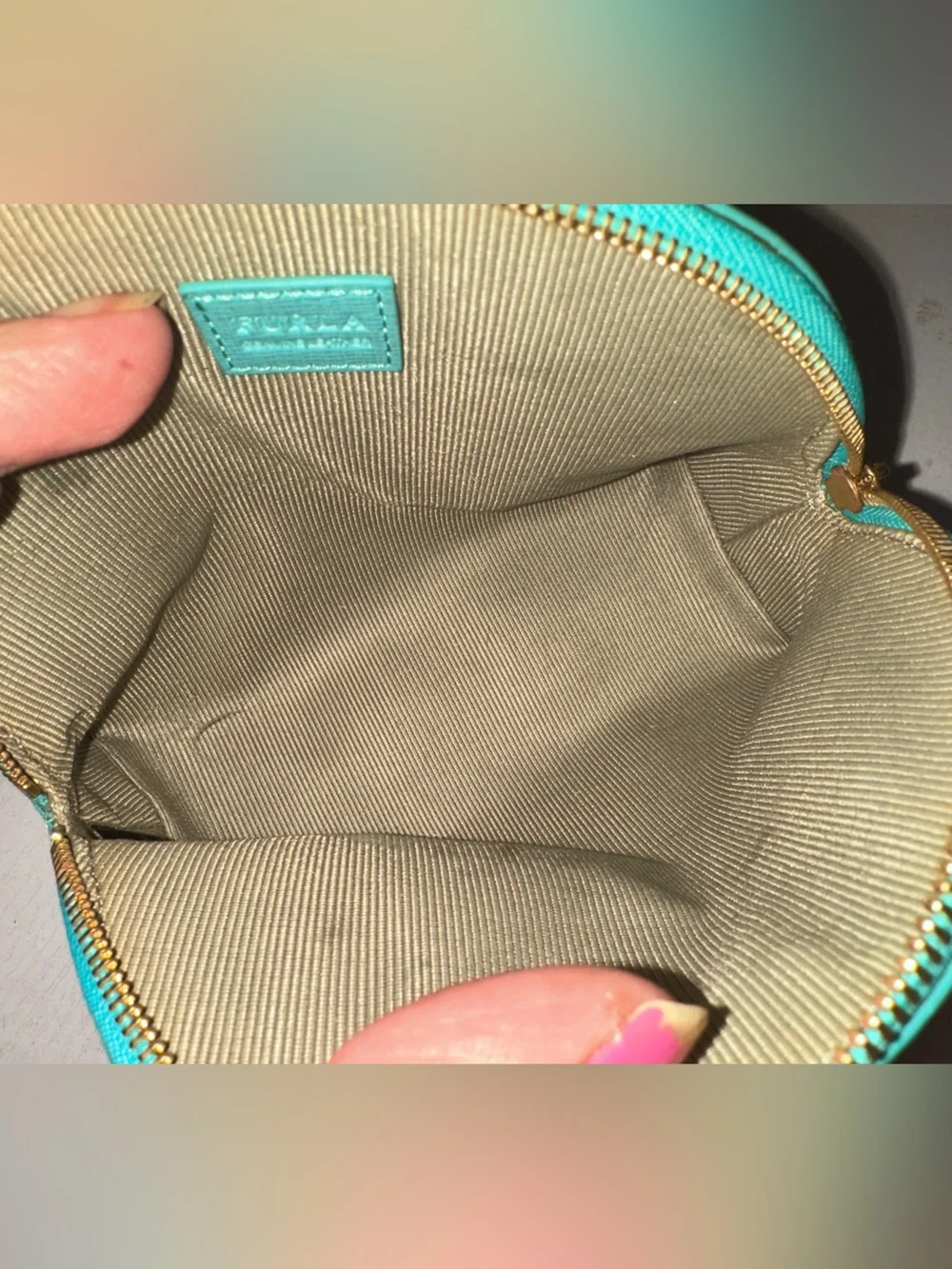 Furla Teal Dome shape Mini Bag Pouch